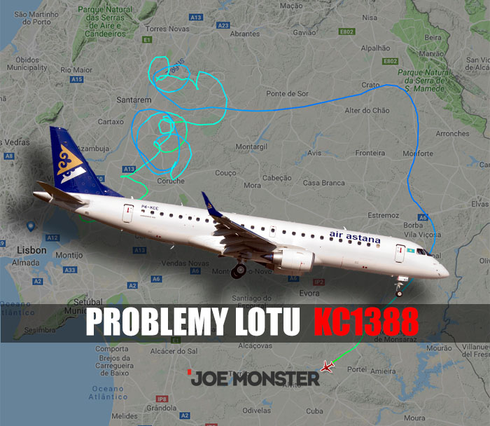 Lot Astana airlines KZR1388 KC1388 Portugalia, Lizbona, wypadek lotniczy.