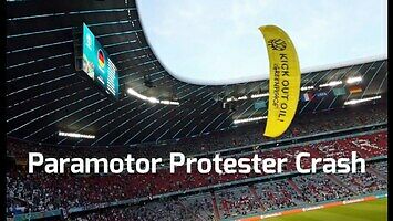 Aktywista Greenpeace na paralotni rozbija się na stadionie EURO 2020