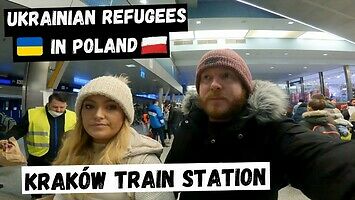 Ukraińscy uchodźcy na krakowskim dworcu