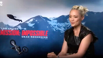 Pom Klementieff i Simon Pegg podczas promocji „Mission Impossible”
