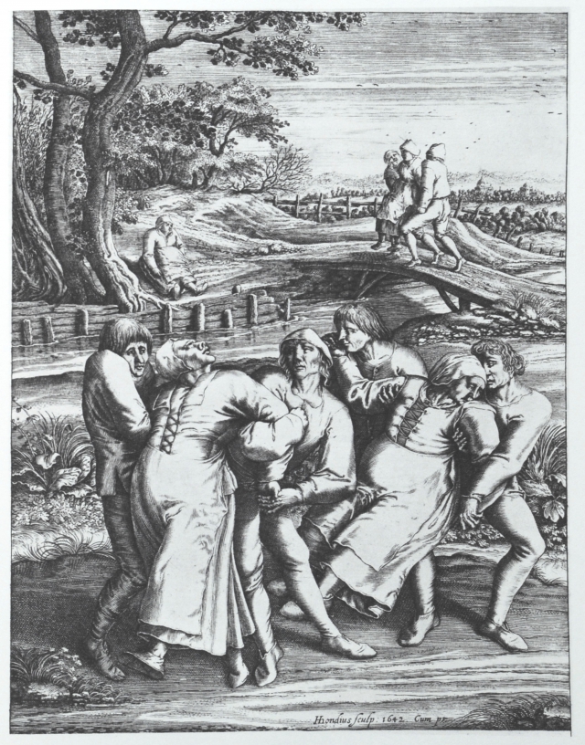 Obraz pędzla Pietera Bruegela, który był świadkiem jednej z plag tańca w Holandii