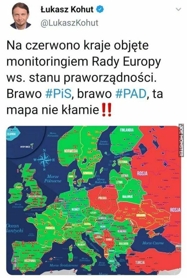 Na czerwono kraje objęte monitoringiem Rady Europy