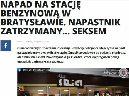 Tymczasem na Słowacji bandyta pokonany "seksem"