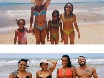 Matka z dziećmi powtórzyła zdjęcie po 18 latach, wiele się zmieniło
