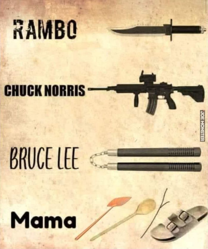 RAMBO
CHUCK NORRIS
BRUCE LEE
Mama