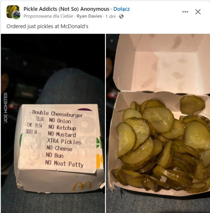 Ordered just pickles at McDonald's