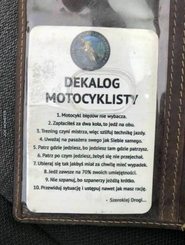 dekalog motocyklisty motocykl błędów nie wybacza
