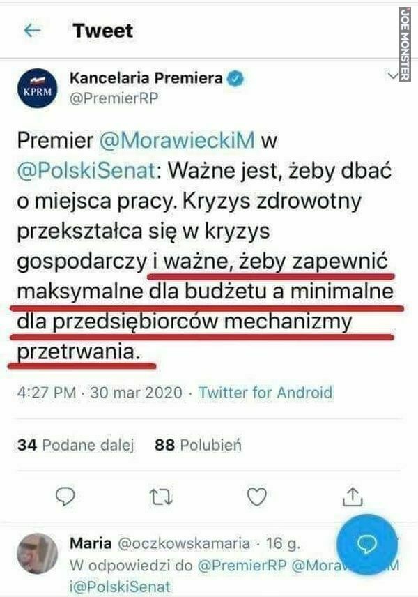 premier morawiecki w polski senat ważne jest żeby dbać o miejsca pracy
