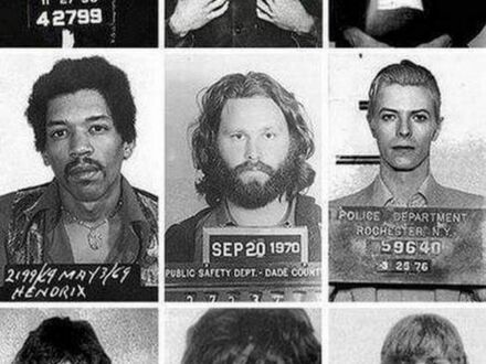 Zdjęcia z kartotek policyjnych sławnych osób - Sinatra, Presley, Cash, Hendrix, Morrison, Bowie, Jagger, Joplin i Cobain