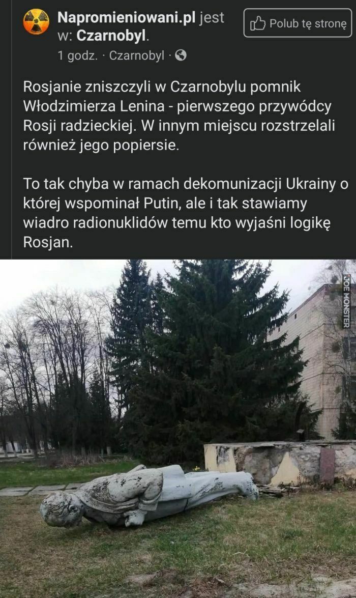 rosjanie zniszczyli w czarnobylu pomnik
