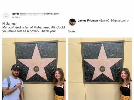 James, stoimy obok gwiazdy Muhammeda Aliego, czy możesz zmienić mojego chłopaka w boksera
