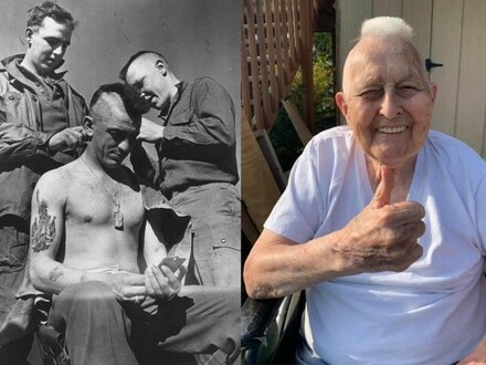 Weteran spadochroniarz z czasów D-Day, Guy Whidden, którego uwieczniono na słynnym zdjęciu podczas ścinania na "mohawka" uznał, że niezależnie od wieku to jest świetna fryzura