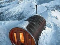 Sauna na wysokości 2752 m. w Dolomitach