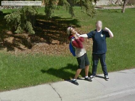 Ja i mój przyjaciel złapani przez Google Maps, około 2013 roku