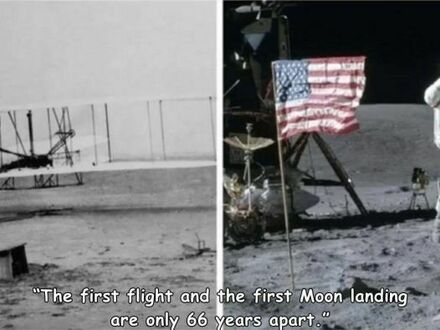 Pomiędzy pierwszym lotem a pierwszym lądowaniem na Księżycu jest różnica tylko 66 lat