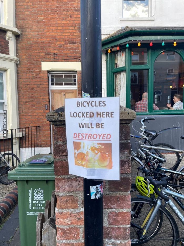 bicycles locked here