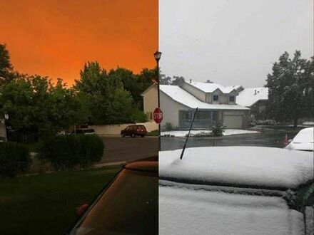 Dwa zdjęcia zrobione dzień po dniu - Fort Collins w Colorado