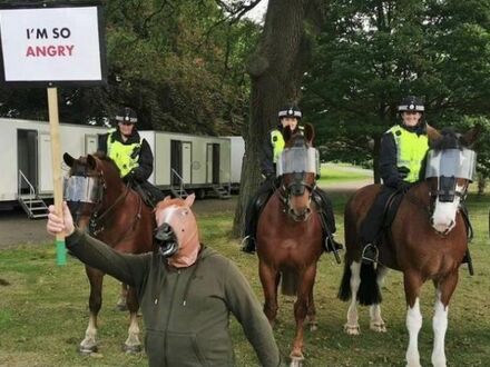 Protest koni policyjnych