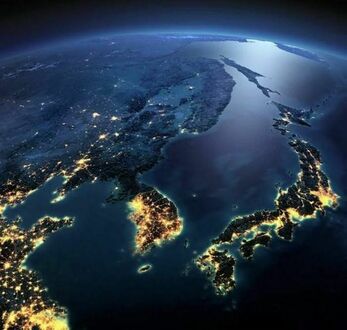 Korea Północna i Południowa nocą