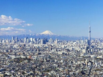 Panorama Tokio z górą Fudżi w tle