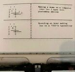 Mem na maszynie do pisania z 1950 roku
