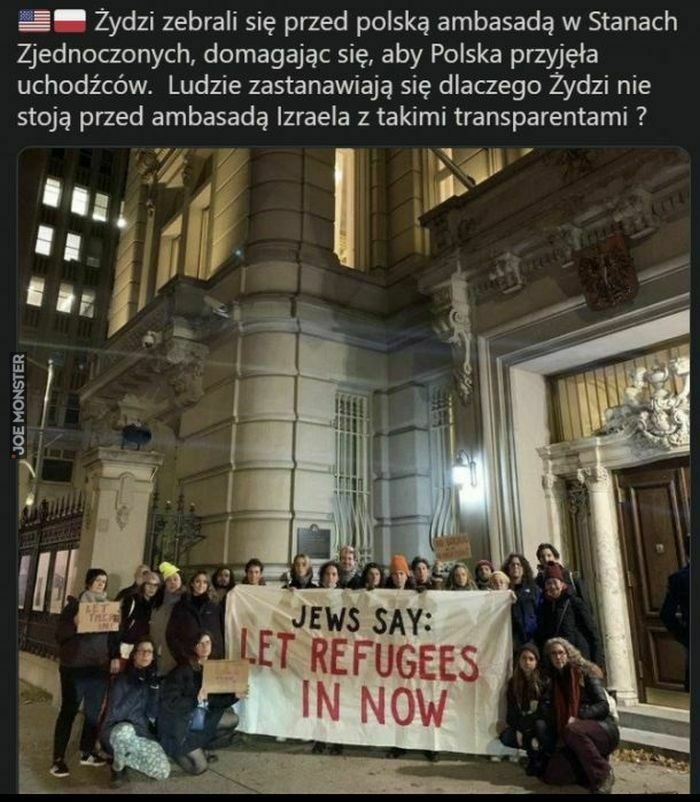 żydzi zebrali się przed polską ambasadą w stanach