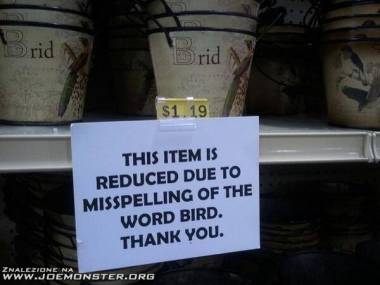 Obniżka ceny z powodu źle napisanego wyrazu "Bird"