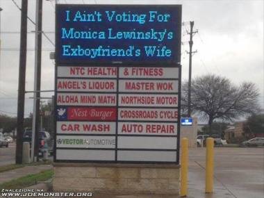Nie będę głosował na żonę byłego chłopaka Moniki Lewinsky"