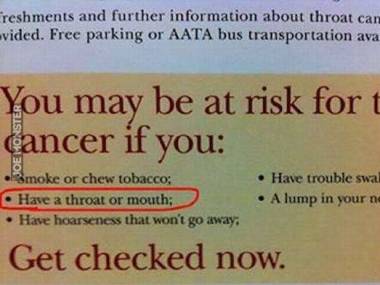 Jestes narażony na raka gardła jeżeli posiadasz gardło. Proste
