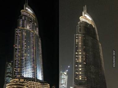Address hotel w Dubaju przed i po pożarze