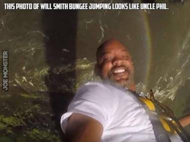 Selfik Willa Smitha podczas skoku na bungee, gdzie wygląda jak wujek Phil