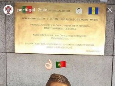 Popiersie Cristiano Ronaldo na lotnisku na Maderze