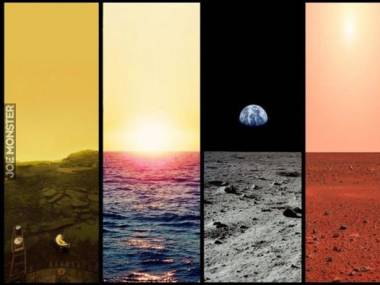 Linia horyzontu na Wenus, Ziemi, Księżycu, Marsie i Tytanie