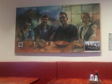 Obraz przedstawiający pierwszych klientów restauracji