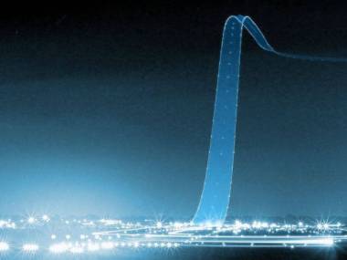 Zdjęcie startującego samolotu zrobione z długim czasem naświetlania