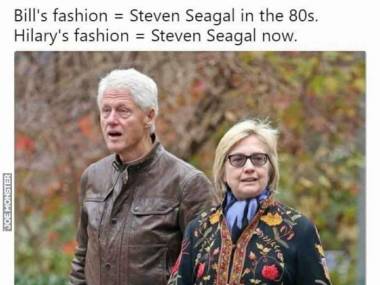 Ubranie Billa to Steven Seagal w latach 80., ubranie Hillary to Steven Seagal dziś