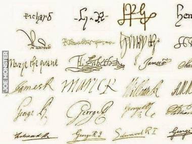 Podpis każdego brytyjskiego monarchy rządzacego od 1377 roku