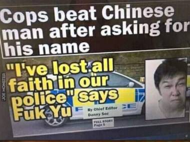 Policjant spytał o imię Chińczyka, a potem go pobił
