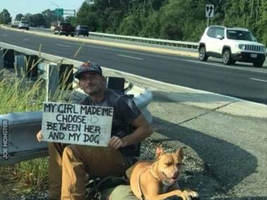 Dziewczyna kazała mu wybierać miedzy sobą i psem, teraz jest bezdomny