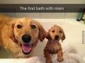 Pierwsza kąpiel z mamą